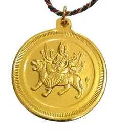 brahmgyan gallry Durga Mata Gold Plated Pendent with Bisa Yantra Wearing in Silk Dori for Men and Women (Golden) image 1
