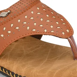 KARADDI Women Textured Open Toe Flats with Laser Cuts image 4