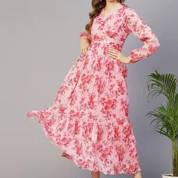 FASHOR Floral Print Chiffon Maxi Dress image 5