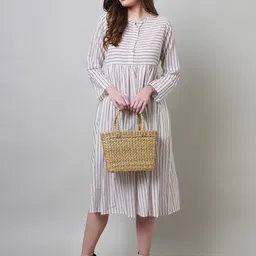 NAVIYATA Striped Fit & Flare Midi Dress image 3