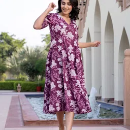 KALINI Floral Printed Fit & Flare Midi Dress image 5