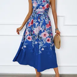 JC Mode Floral Printed Halter Neck Fit & Flare Midi Dress image 5