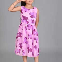 Creative Kids Girls Floral Printed Gathered Fit & Flare Midi Dress image 3