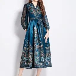 JC Collection Ethnic Motifs Printed Wrap Midi Dress image 4