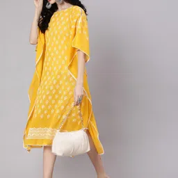 Anouk Ethnic Motifs Print Round Neck Kimono Sleeve Kaftan Midi Casual Dress image 1