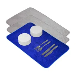 Kuber Industries Set Of 3 Grey & Blue Self Design Dish Dry Mat image 2