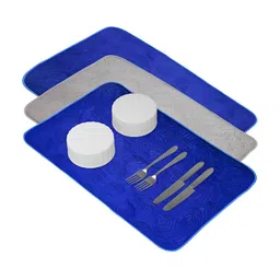 Kuber Industries 3Pcs Blue Microfiber Rectangle Table Placemats image 5