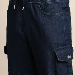 Chennis Men Straight Fit Clean Look Dark Shade Stretchable Cargo Jeans image 3