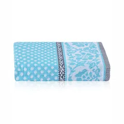 Kuber Industries Blue & White 2 Pieces Printed Cotton 150 GSM Bath Towel image 2