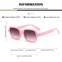 SYGA Unisex Square Sunglasses With UV Protected Lens GL-206-Pink image 4