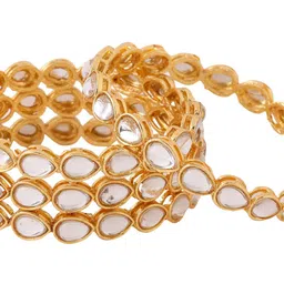 NVR Women Set Of 4 Gold-Plated Kundan Studded Traditional Bangles image 3