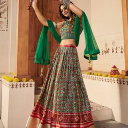Fusionic Embroidered Mirror Work Ready to Wear Lehenga Choli With Dupatta image 3