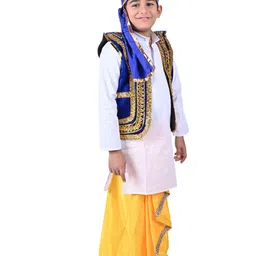 itsmycostume Boys Band Collar Long Sleeves Kurta With Dhoti Pant With Jacket With Turra image 3
