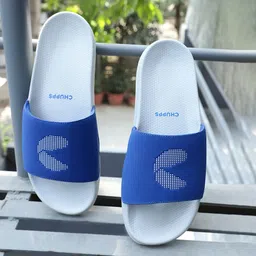 chupps Dot Fusion Grey/R.Blue Men's Comfortable Slides & Flip Flop Men Slides-picture-20