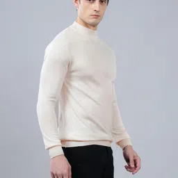 cantabil Men Solid Round Neck White Sweater image 3