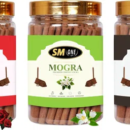 sm one PREMIUM GULAB, MOGRA & GUGAL DRY DHOOP STICKS (100 GRAM × 3 JARS) | NO BAMBOO | NO CHARCOAL image 1