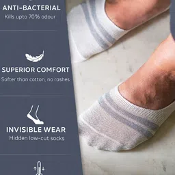 Heelium Men Striped Pack of 3 Odour Free Breathable Low Cut Bamboo No Show Socks image 5