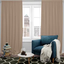 parda online Hazelnut Brown Polyster Solid 5ft Blackout Rod Pocket Window/Door (2 Pc) image 1