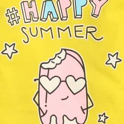 Lazy Shark Girls Yellow & White Printed Night suit image 3