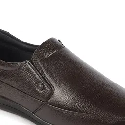 FAUSTO Men Textured Formal Genuine Leather Slip-On Shoes image 5