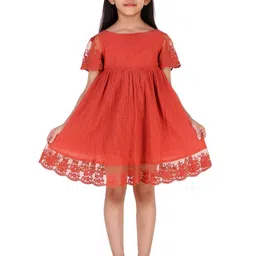 Miyo Girls Self Design Cotton Empire Dress image 3