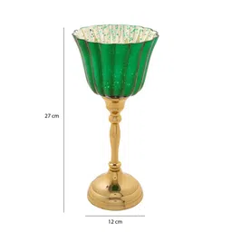 Pure Home and Living Green & Gold-Toned Solid Small Candle Holders image 2