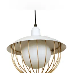 ELIANTE White Gold Toned Solid Iron Contemporary Spherical Ceiling Lamp image 3