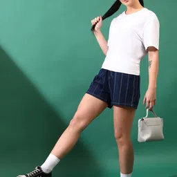 TALES & STORIES Women Striped Mid-Rise Outdoor Shorts-picture-42