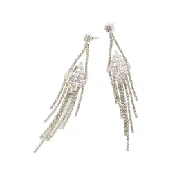 Shining Diva Fashion Gold-Plated Crystals Stone Studded Contemporary Drop Earrings image 2