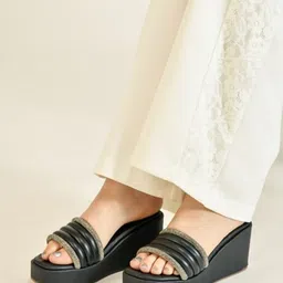 THE WHITE POLE Embellished Open Toe Wedge Heels image 5