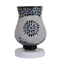 Devansh White & Blue Mosaic Design Glass Shade Table Lamp image 4