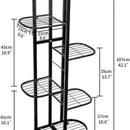 inuhandicrafts 6-TIER 7 POTTED METAL POT STAND FOR OUTDOOR INDOOR BALCONY GARDEN(NO POT)Black Plant Container Set image 3