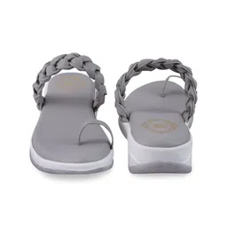 madam glorious Grey Woven Design Flatform Heels image 2