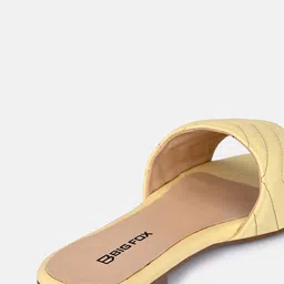 Big Fox Women Yellow Textured Open Toe Flats with Bows image 3