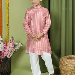 TABARD Boys Geometric Printed Regular Pure Cotton Kurta with Pyjamas image 3