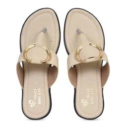 Ajanta Women Beige T-Strap Flats image 5