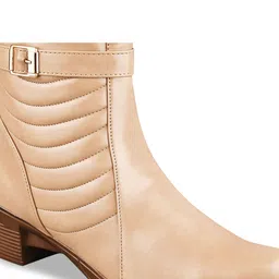 Shoetopia Girls Mid Top Textured Pointed Toe Block Heel Regular Boots  With Buckle Detail image 3