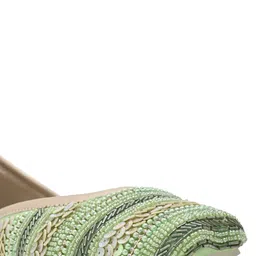 Jove Women Green Printed Ethnic Mules Flats image 3