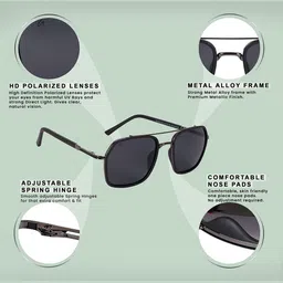 AISLIN Unisex Square Sunglasses ES_13390-90-AS-8054-BLK-GNBK-SQWF image 3