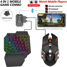 DWH Bluetooth Gaming Keyboard Mouse Convertor For Smartphone 4 in 1 Combo Combo Set-picture-27