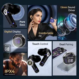 aroma NB121 Almaty Upto 40H Playtime* Fast Charging With Digital Display Earbuds Bluetooth Headset image 5