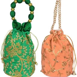 sunesh creation Women Green, Orange Potli-picture-14