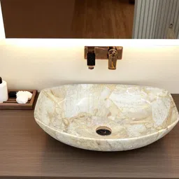 clayramic Premium Designer(M-99) Ceramic Washbasin With Waste Coupling & Pipe Set ) (22x15x5)(M-99) Table Top Basin image 2