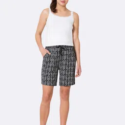 van heusen Printed Women Black Regular Shorts image 5