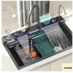 30x18x9 5-Piano Switch 2 Waterfall & 1 Pull-down Faucet With LED Display Vessel Sink-image-36