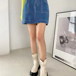 Stylecast X Kotty Denim A-Line Mini Denim Skirt image 5