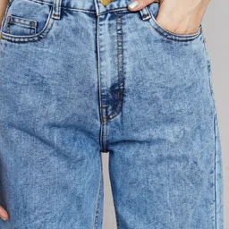 BAESD Women Boyfriend Fit High-Rise Heavy Fade Stretchable Cotton Jeans image 3