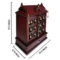 elegant arts and frames Maroon Mahogany Wood Floor Rested Mandir With Door image 4