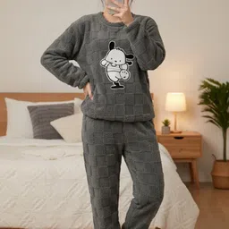 belvik Women Night Suit Set Grey Printed-picture-10