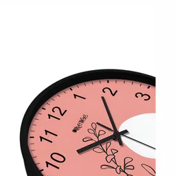 OLIVE TREE Black & Pink Printed Round Shaped Contemporary Analogue Wall Clock image 3